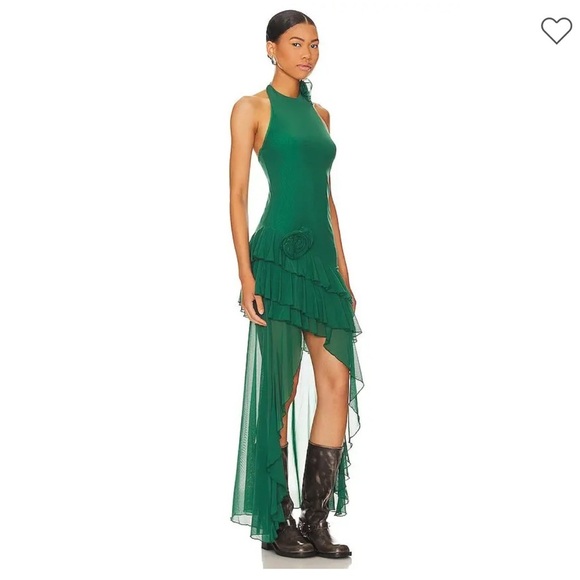 MAJORELLE Val Gown in Green Sz XS Pristine Asymmetrical Halter Wistful Fairy - Picture 3 of 8
